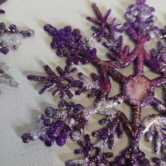 HANDCRAFTED Snowflake Pierced Earrings ARTISAN HANDMADE Holiday Jewelry 4 inches - Picture 11 of 17